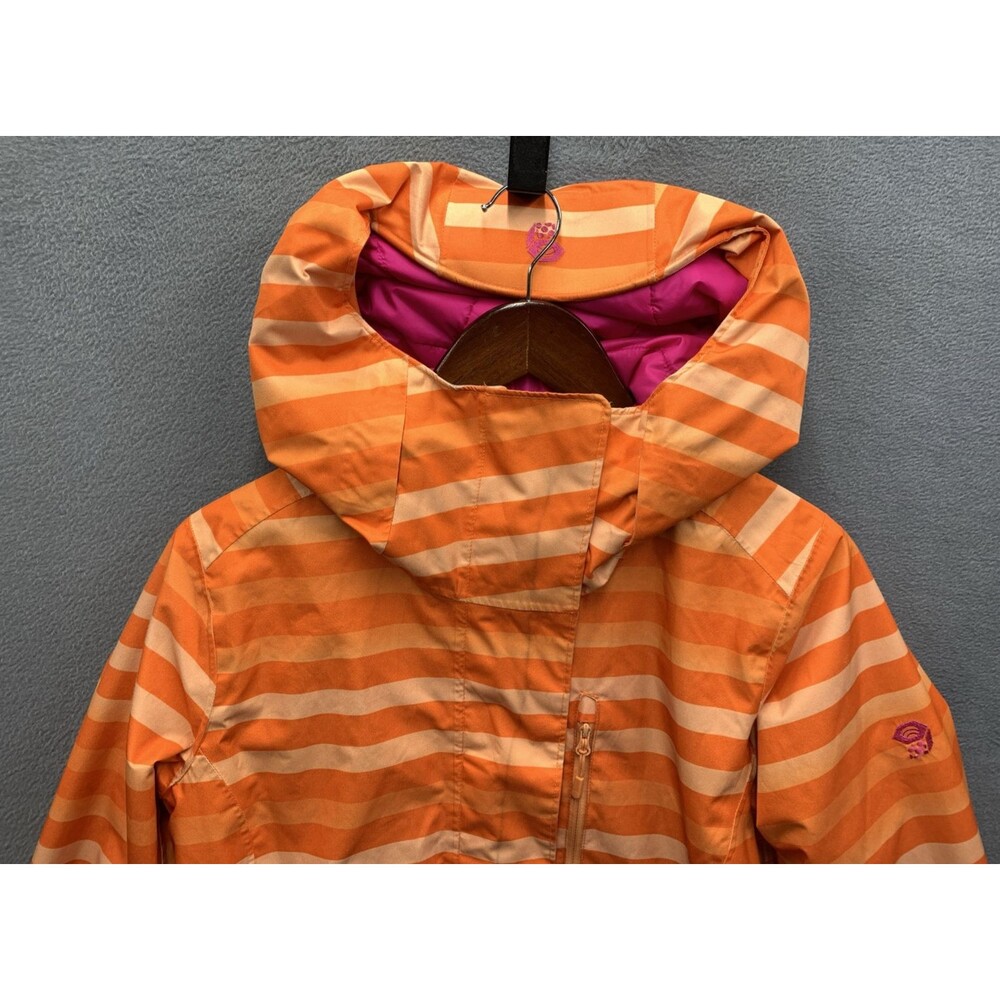 Mountain Hardwear Jacket Medium Adult Orange Ski Striped Hooded Dry Thermal Q - Picture 10 of 16